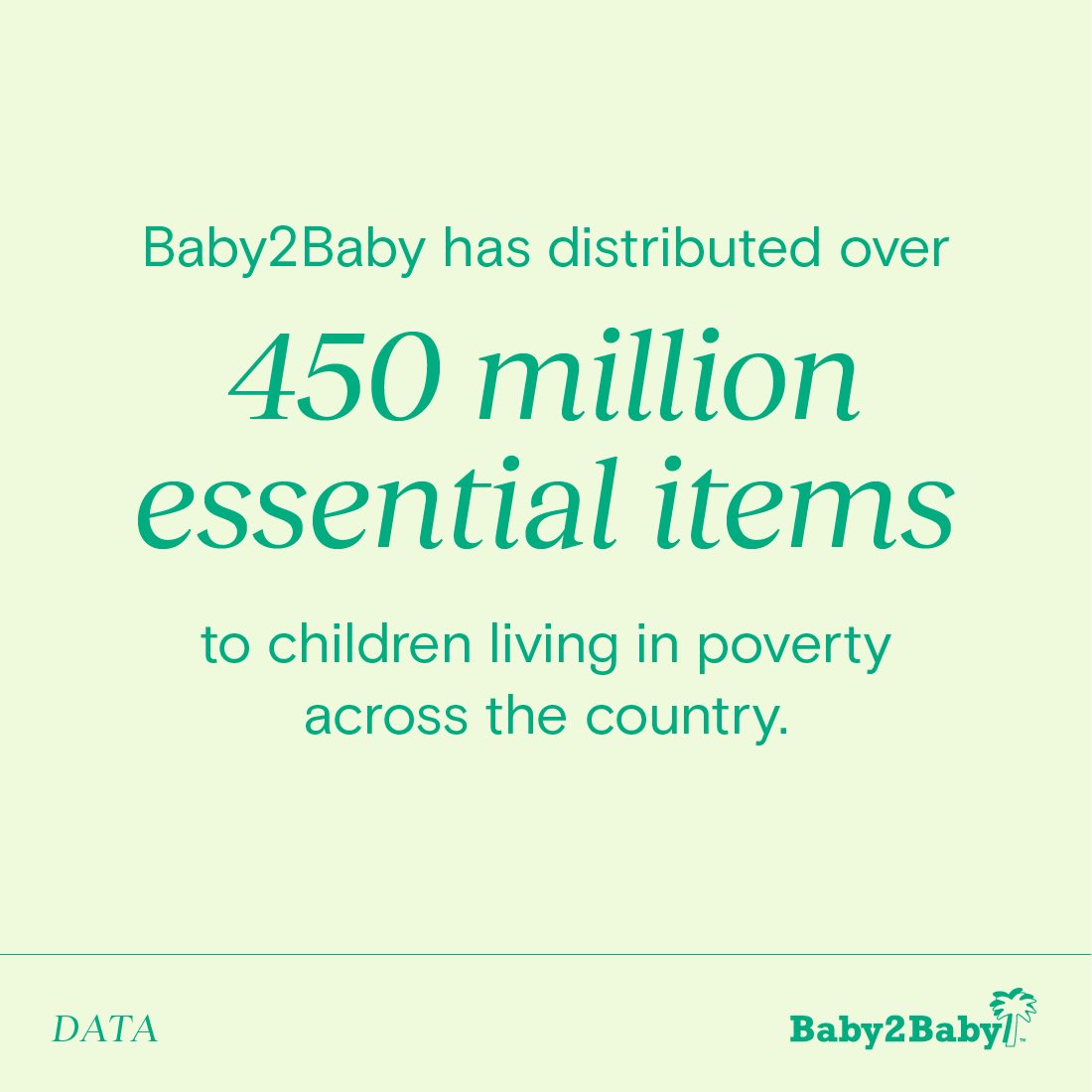 Baby2Baby has distributed over 450 million essential items to families living in poverty over the last 13 yrs. While we are proud of reaching this milestone, our work is far from over. Please donate to help continue providing basic necessities to children bit.ly/GiveToBaby2Baby