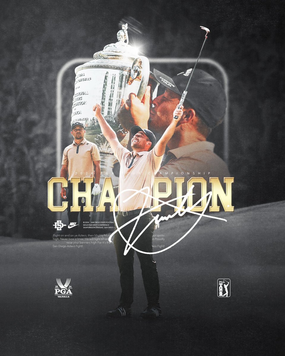 𝟐𝟎𝟐𝟒 𝐏𝐆𝐀 𝐂𝐇𝐀𝐌𝐏 🏆 Congrats to @AztecMGolf alum, @XSchauffele, on winning the @PGAChampionship yesterday! #GoAztecs