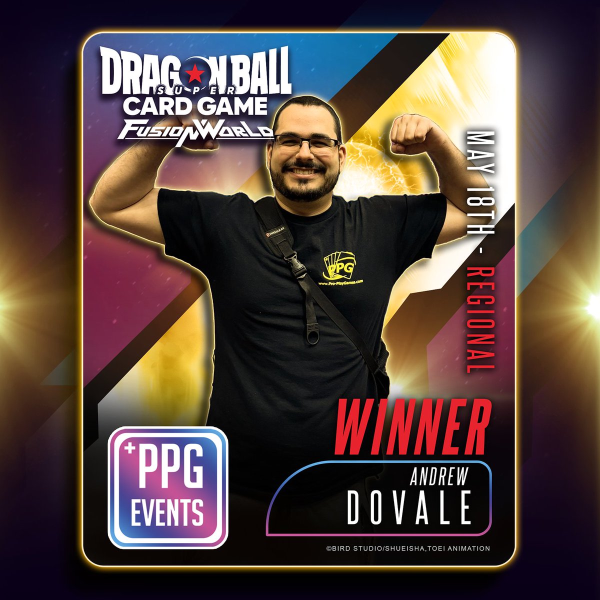 Congrats to Andrew Dovale for taking first place with Red Son Goku in PPG Events’ @dbfw_cardgameEN  Regional!

Top 16 deck lists can be found on:
ppgeventmanagement.com/mayfusionworld…