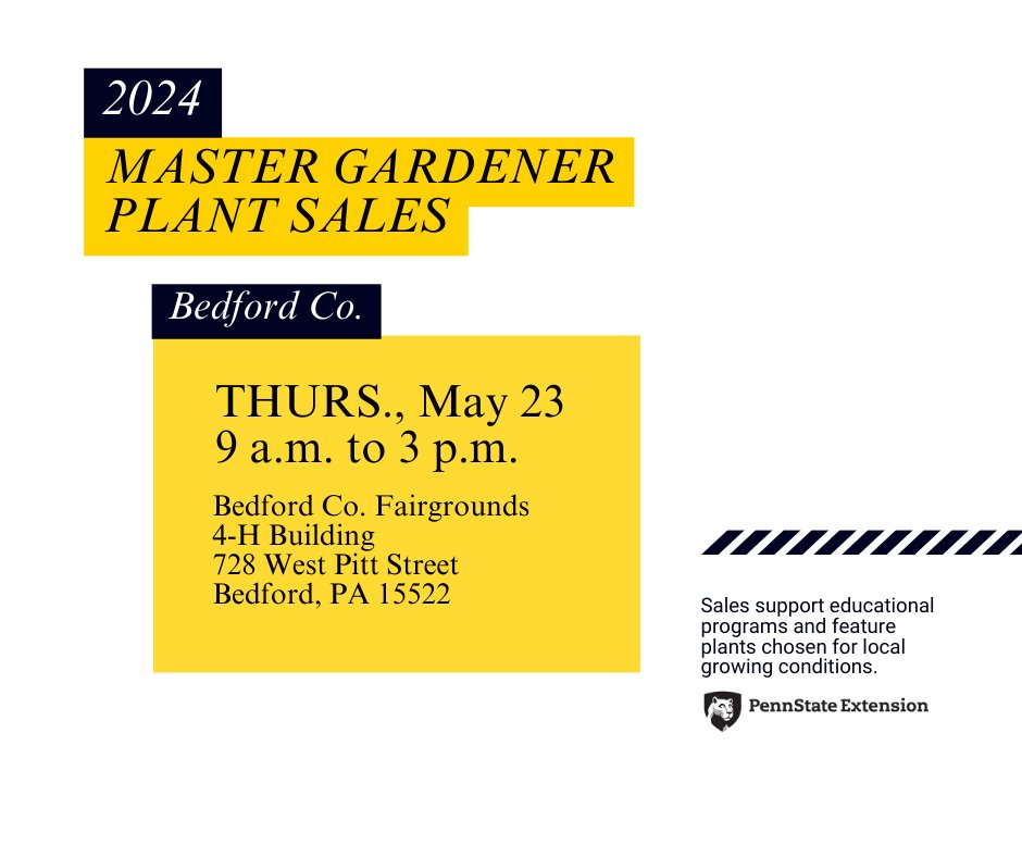 ATTN: Bedford County! Your Master Gardener plant sale is happening on THURSDAY of this week. Make room in your calendars to swing by the fairgrounds and support our educational programming. We hope to see you there.