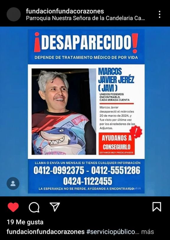 #ServicioPúblico #Desaparecido Marcos Javier Jeréz Vía @fundacora