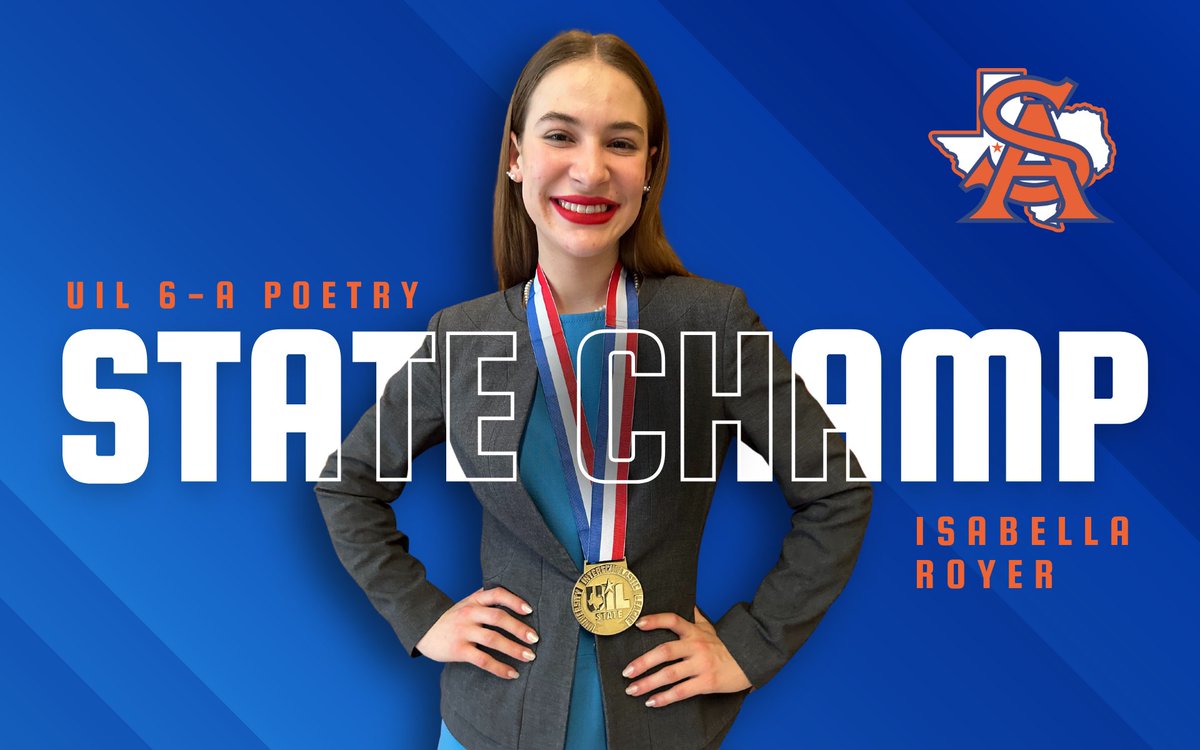 San Angelo ISD & Central High School extend a proud congratulations to Isabella Royer for earning a state championship in UIL 6-A Poetry. We are so proud for Isabella, & appreciate Mr. Coby Evers, CHS Speech & Debate teacher, for cultivating her talents. Sic ‘Em Cats! #SAISDSmart