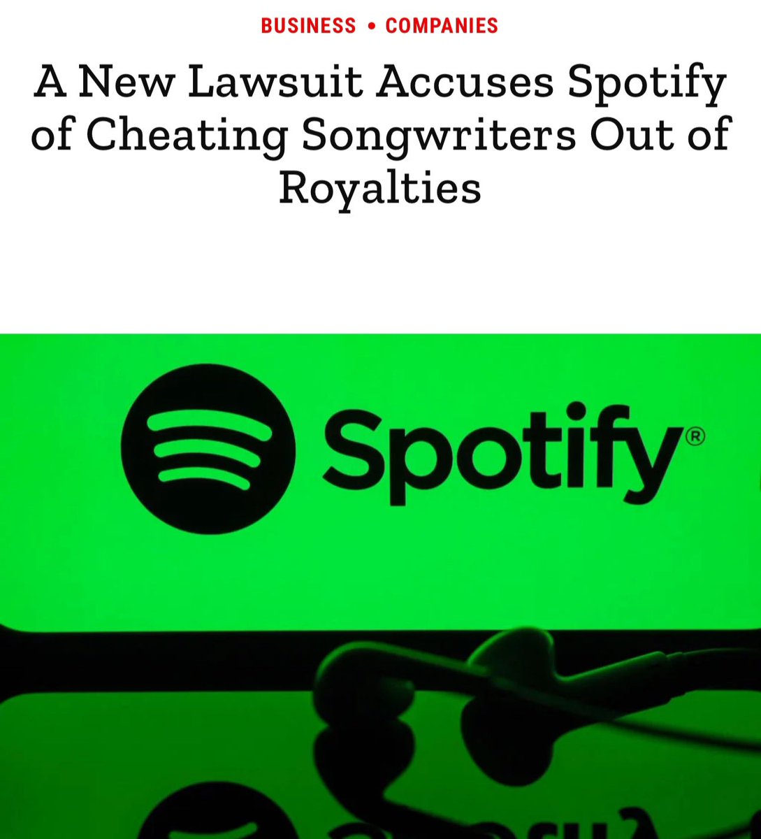 VceezyNFT's tweet photo. Umm, did Spotify just leave the door wide open for Music NFTs??? 👀

Spotify is under fire with a $150M lawsuit for allegedly underpaying artists by reclassifying premium tiers as "bundles" to slash royalties. Shady!  

Let us break it down👇🏽 (1/4) https://t.co/z9hvGrUnYw