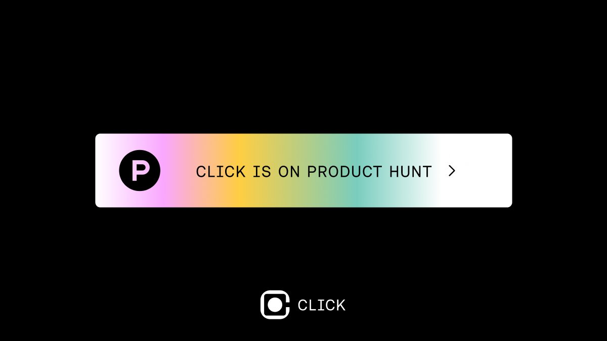 clickdeepreals's tweet photo. Click is on @ProductHunt!
Follow us on Product Hunt to stay up-to-date on our latest features! It also helps you engage with our community, provide feedback, and overall support the hard-working team behind it all! 
Keep on Clicking!
https://t.co/DRED0QVHw6 https://t.co/yXCAtLiwxB