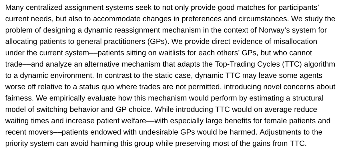 Victoria Marone (@victoriamarone_) on Twitter photo đ NEW PAPER : "Designing Dynamic Reassignment Mechanisms: Evidence from GP Allocation," with <a href="/ingridhuitfeldt/">Ingrid Huitfeldt</a> and Dan Waldinger.
Short đ§”
nber.org/papers/w32458 đ NEW PAPER : "Designing Dynamic Reassignment Mechanisms: Evidence from GP Allocation," with <a href="/ingridhuitfeldt/">Ingrid Huitfeldt</a> and Dan Waldinger.
Short đ§”
nber.org/papers/w32458