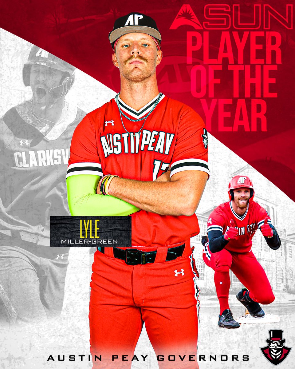 🔴The first to do it for the Govs! 🔴 THE 𝟐𝟎𝟐𝟒 #𝐀𝐒𝐔𝐍𝐁𝐒𝐁 𝐏𝐥𝐚𝐲𝐞𝐫 𝐨𝐟 𝐭𝐡𝐞 𝐘𝐞𝐚𝐫 goes to.... ⚾️⬇️ Lyle Miller-Green, @GovsBSB 📰 | asunsports.org/news/2024/5/19… #ASUNBuilt | #LetsGoPeay