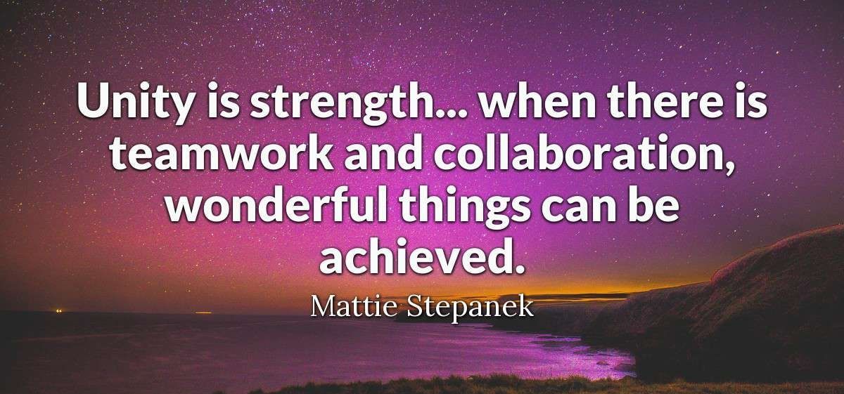 Unity is strength… when there is teamwork and collaboration, wonderful things can be achieved. #MondayMotivation #MondayThoughts #SuccessTrain #ThriveTogether #Success #Unity #Strength #Teamwork