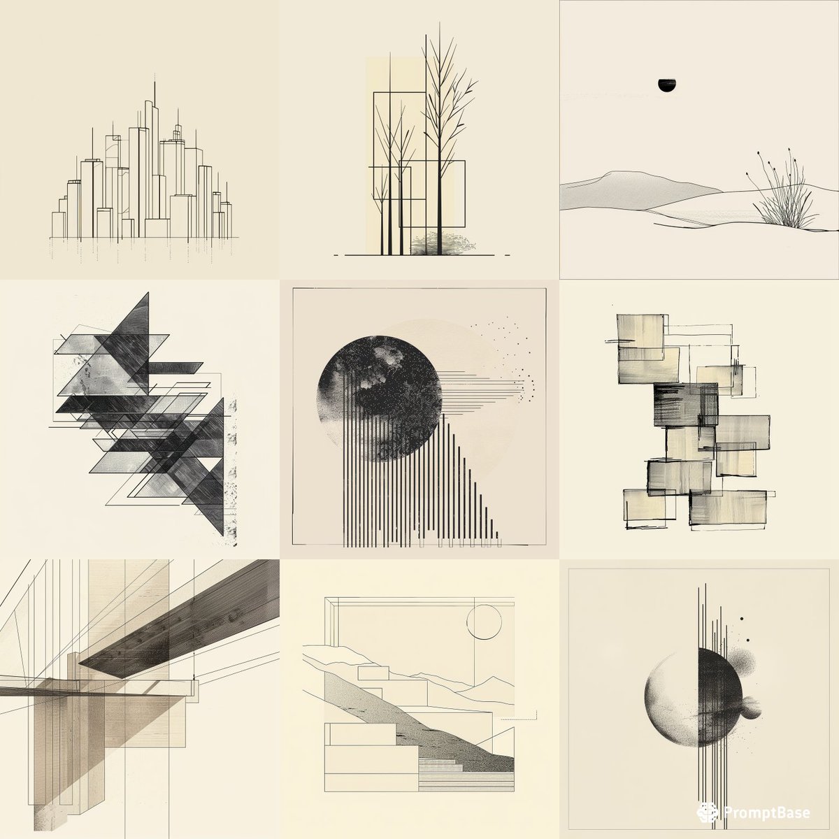 Minimalist Geometric Sketches by theaichico using #midjourney 🔶