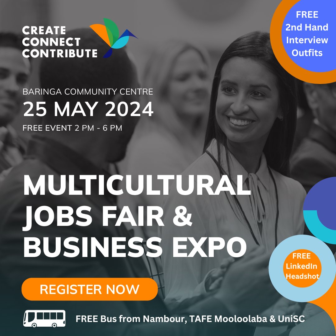 Multicultural Job Fair and Business Expo this SATURDAY 🎫 Register now for your free ticket brnw.ch/21wJXRy Over 200+ jobs on offer from leading Sunshine Coast organisations for job seekers. #scjobs #sunshinecoast