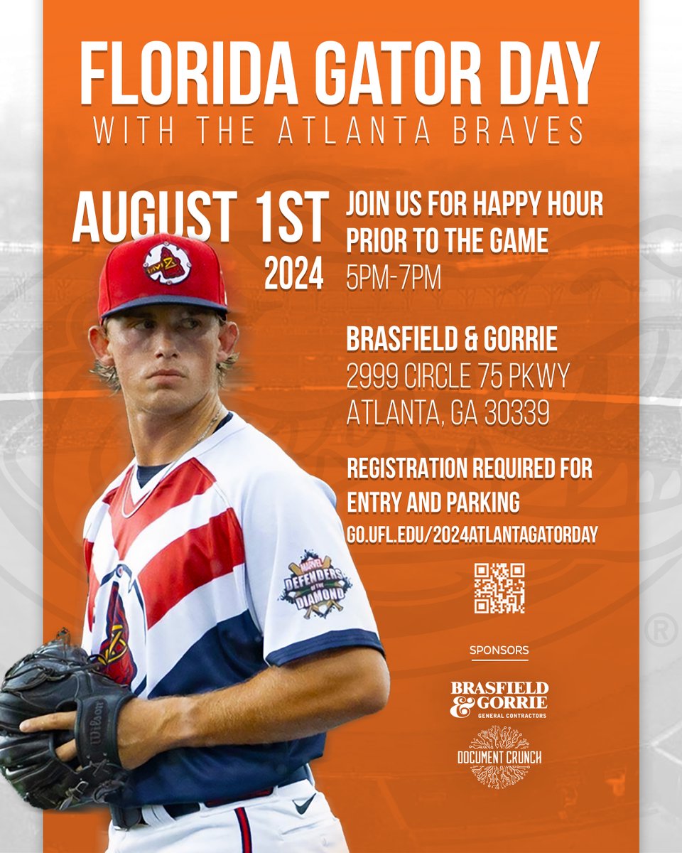 Calling all DCP @ufalumni in Georgia! @BrasfieldGorrie and @DocumentCrunch are sponsoring a Happy Hour prior to the Braves game on Thursday, August 1. 𝐑𝐒𝐕𝐏 𝐇𝐄𝐑𝐄: ufl.qualtrics.com/jfe/form/SV_8n…