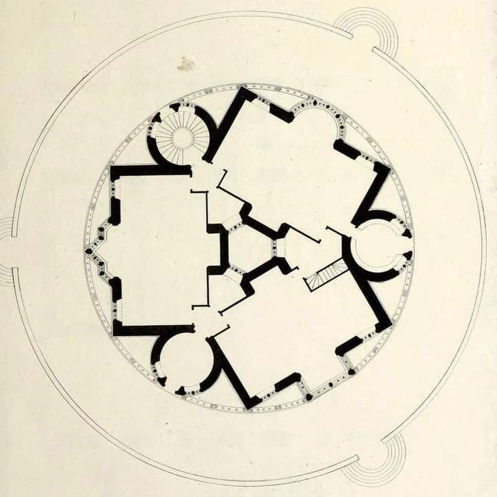 John Thorpe... drawing for a circular house... #architecture #arquitectura #drawing #plan