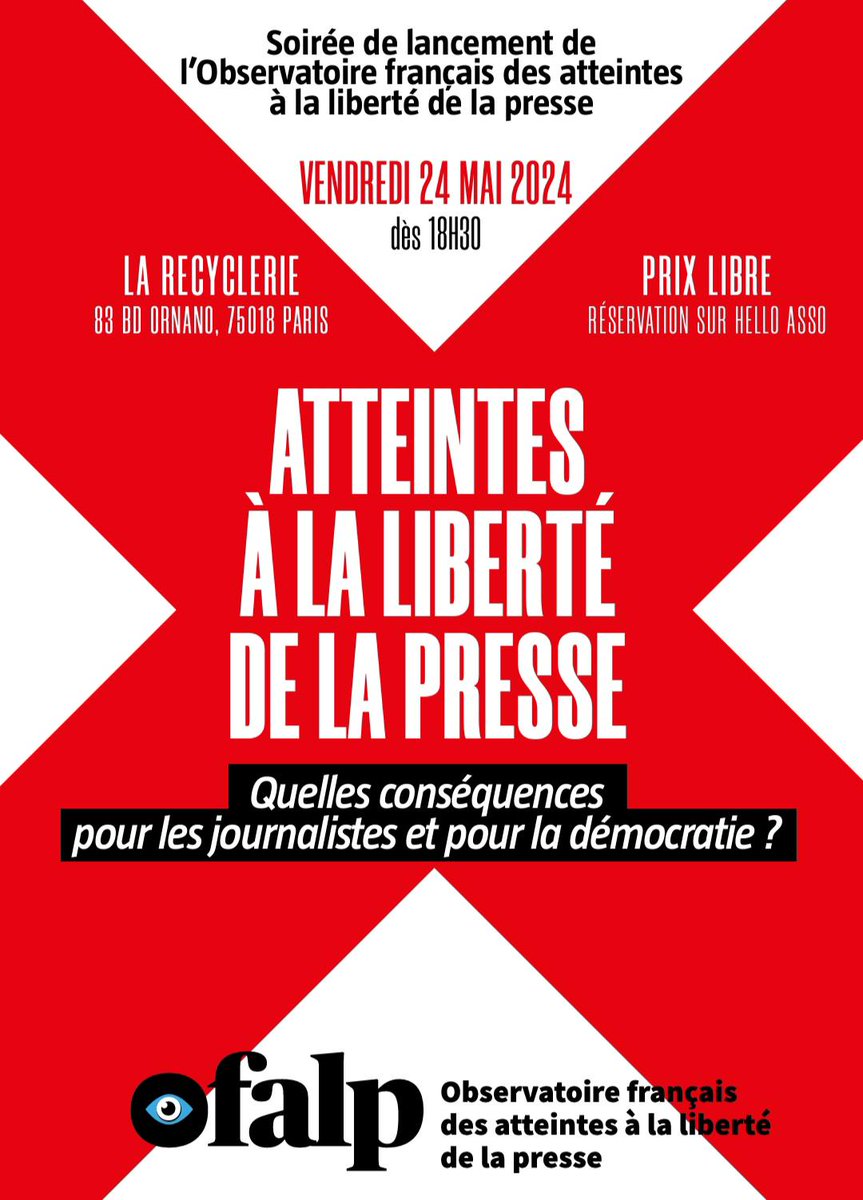 et sinon vous faites quoi vendredi ? 

c'est le moment de rejoindre (citoyens + journalistes) <a href="/Ofalp_France/">Ofalp France</a> parce que l'info est attaquée partout de Toulouse aux Côtes-d'Armor en passant par ici... et qu'il est tps de réagir helloasso.com/associations/l…