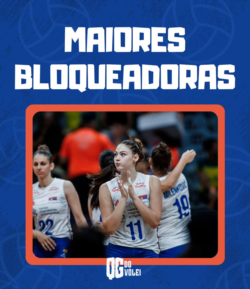 👨🏻‍💻 Maiores bloqueadoras da VNL

🇷🇸 Kurtagić: 19 blocks.
🇵🇱 Korneluk: 16 blocks.
🇮🇹 Bonifacio: 13 blocks.
🇨🇳 Wang YY: 12 blocks.
🇮🇹 Danesi: 11 blocks.
🇨🇦 Maglio: 11 blocks.
🇫🇷 Olinga: 11 blocks.
🇧🇷 Diana: 10 blocks.