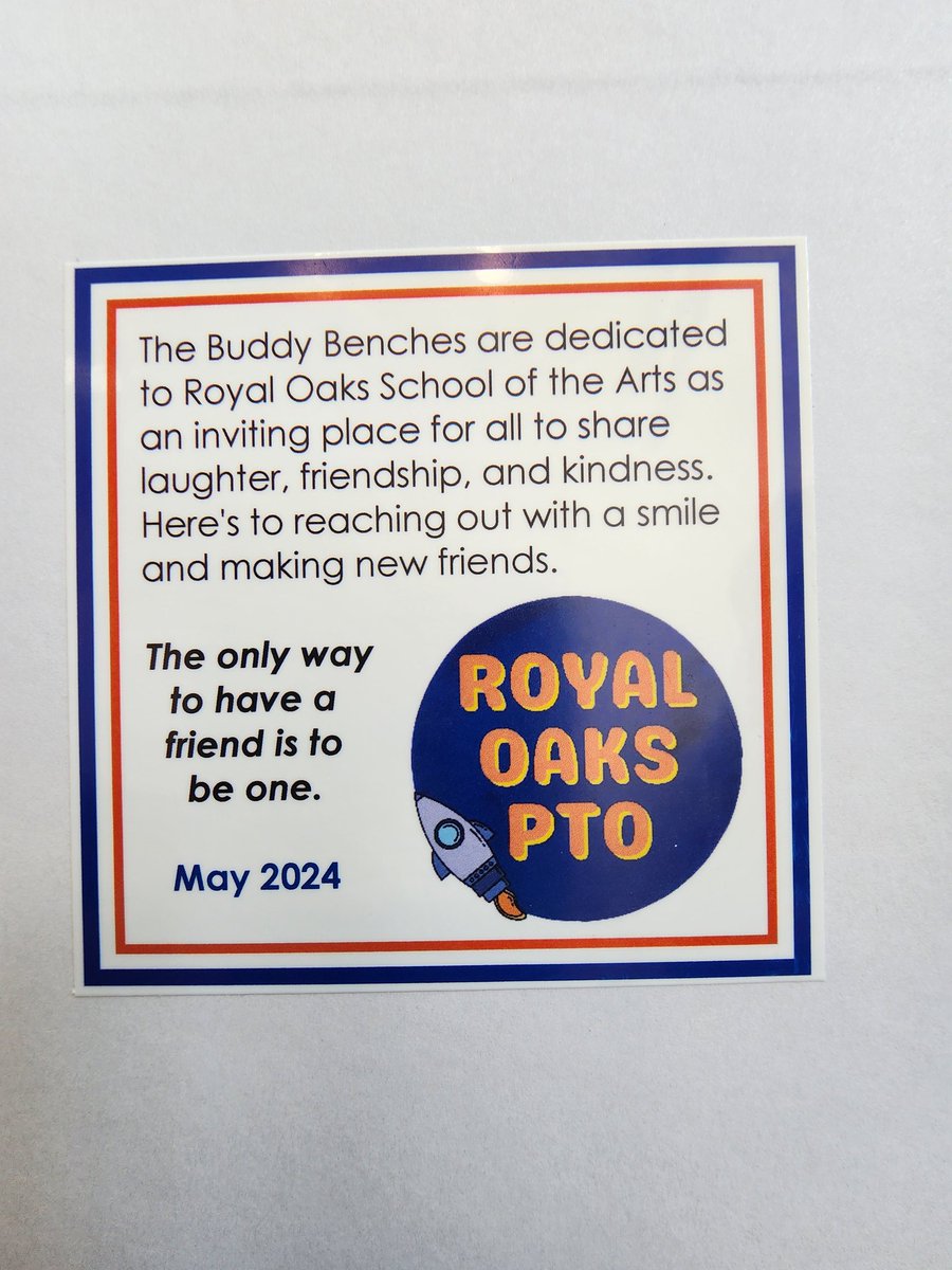jmaxflow's tweet photo. The @ROSArockets PTO dedicated 2 new 'Buddy Benches' today. K and 1st graders listened to Ms Black read "The Buddy Bench" to learn that the bench is a place where friendships grow! Thanks to all the families who donated to these benches. @CabCoSchools https://t.co/eICUb9vM55