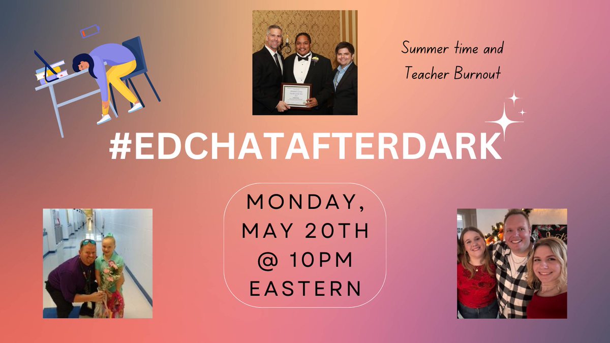 @realJearl leads us in a great discussion on Teacher Burnout and the Summer Time balance! Join us tonight at 10pm eastern for #edchatafterdark #CreateSafeSpaces #literacychat #elachat #secondarychat #teachingjobs #EducationJobs #oneswarm