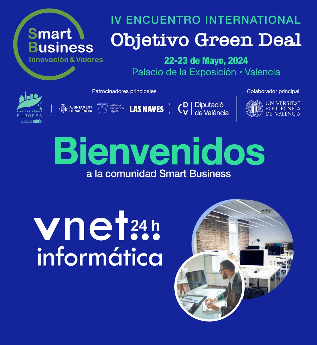 smartbusiness70's tweet photo. #VNETINFORMATICA24H bienvenidos a nuestra comunidad Smart Business: Innovación &amp; Valores. Gracias por vuestro apoyo como colaborador. Estamos muy ilusionados por recorrer junto a vosotros y al resto de empresas y organizaciones, el camino hacia la sostenibilidad y el desarrollo. https://t.co/Fbicc7yKW9