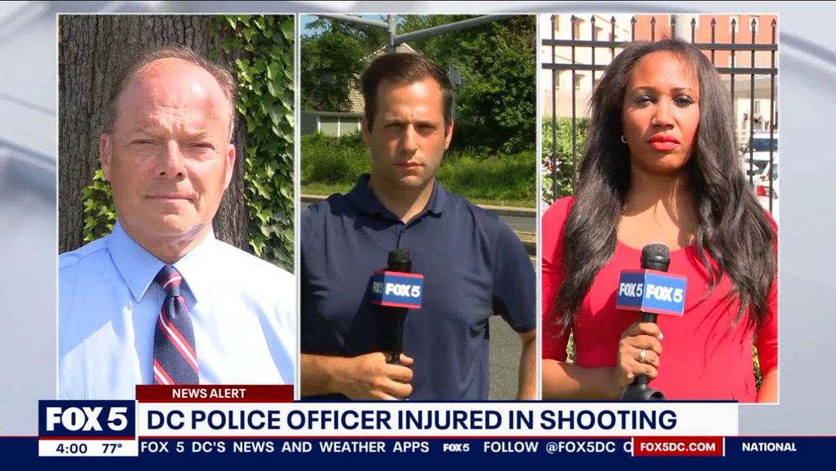NOW ON @FOX5DC: A DC officer hurt in a shooting in northwest near the 4D police station. The search for the suspects led to several crime scenes across the region. Team Coverage now on #fox5dc