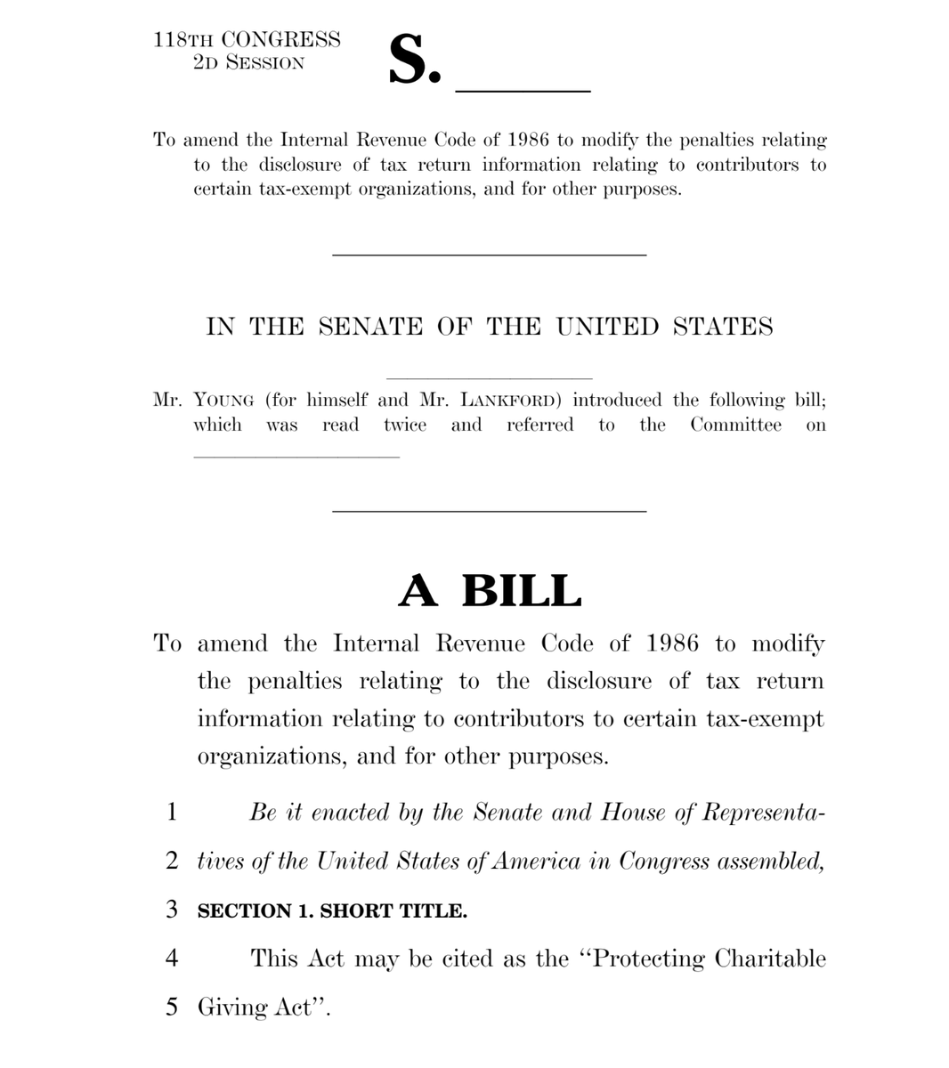 1/ New Senate bill sponsored by @SenToddYoung @SenatorLankford, which would increase penalties for unauthorized donor disclosure to $250k, follows conspicuous leaks of taxpayer info by @IRSnews @NewYorkStateAG.