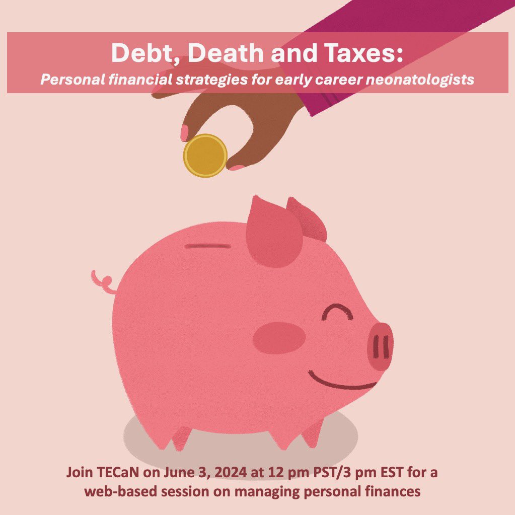 Join Dr. Joe Livingston for a session about how to enhance your long-term financial wellbeing as an early career neonatologist on June 3rd 12p PST! Register here: docs.google.com/forms/d/e/1FAI… #neotwitter