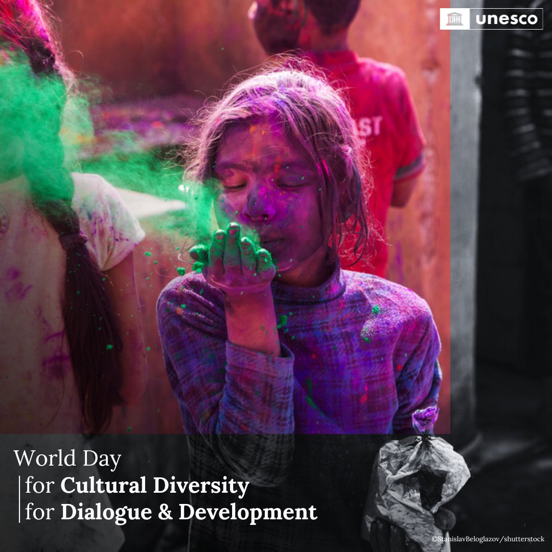 Tuesday is World Day for #CulturalDiversity for Dialogue & Development -- an opportunity to celebrate the richness of the world’s cultures & the essential role of intercultural dialogue for achieving peace & sustainable development. More from @UNESCO: unesco.org/en/days/cultur…
