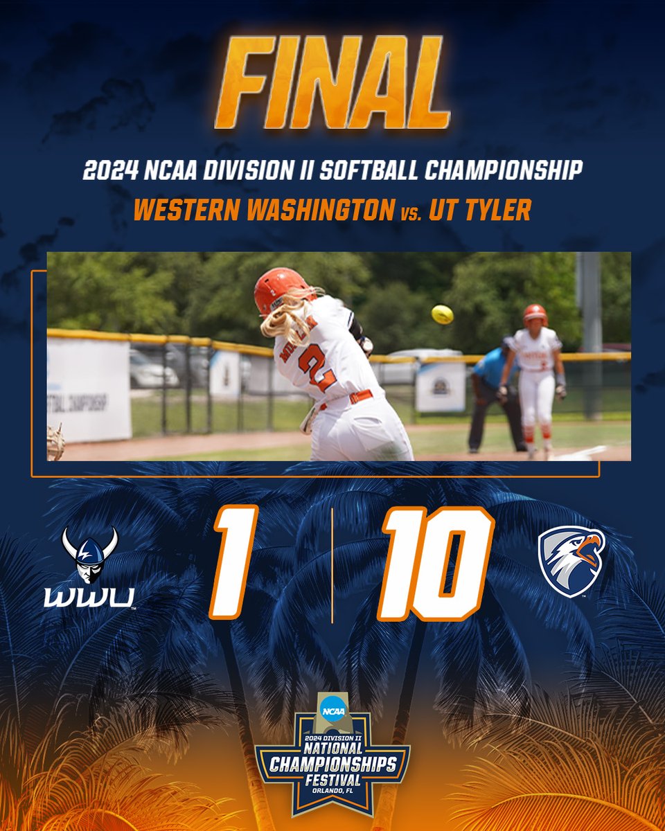 That’s a wrap on day ✌️

<a href="/uttylerpatriots/">UT Tyler Patriots</a> take the 10-1 victory over Western Washington!

Sam Schott and Cassidi Mullen recorded a pair of RBIs each for the Patriots!

#D2SB | #D2Festival