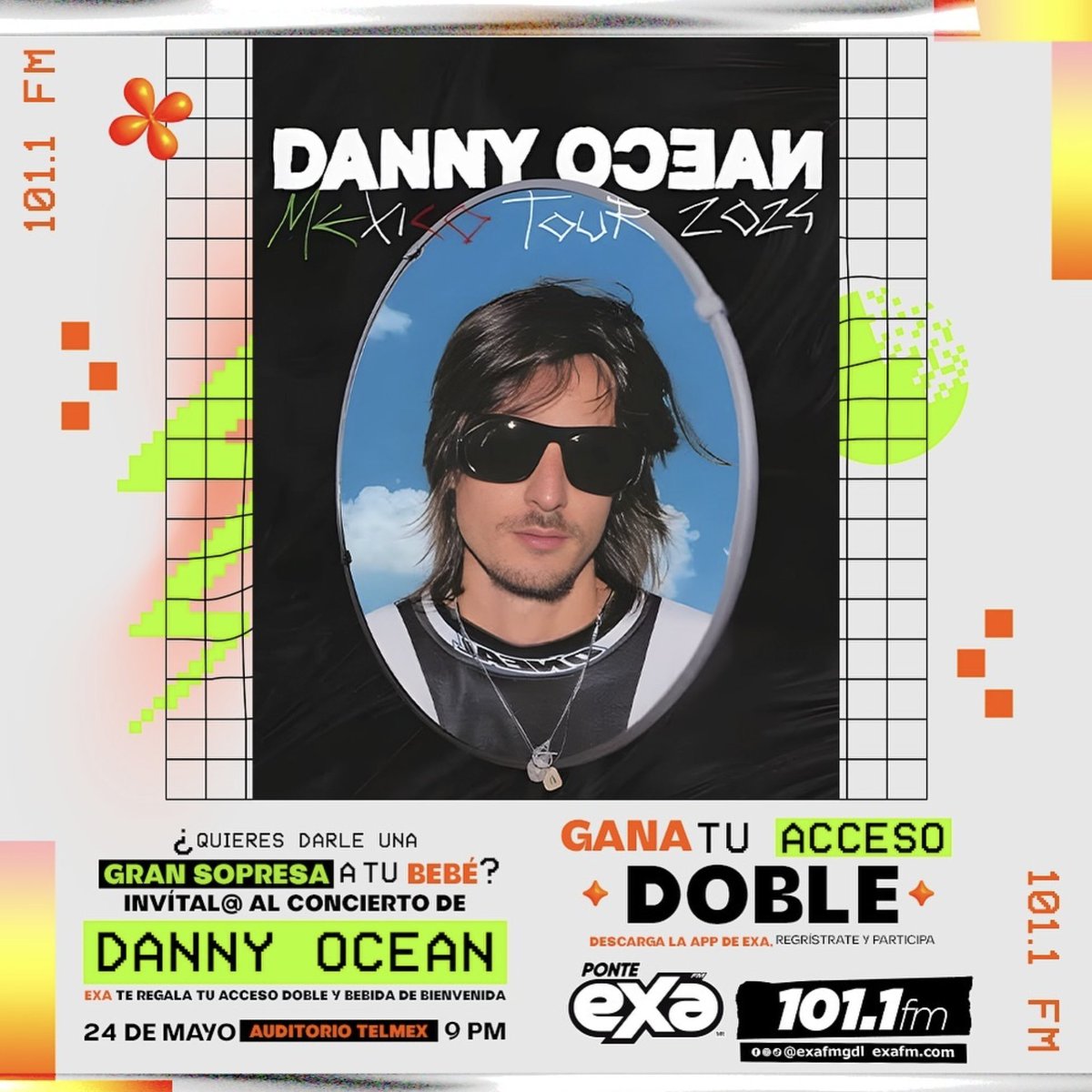 En EXA FM queremos que sientas la electricidad subiendo por tus piernas⚡🕺🏻 en el concierto de #DannyOcean 🤩 Descarga la app de EXA, regístrate y participa por tu acceso doble y una bebida de bienvenida 🎫🍸 #PonteEXA 💥
