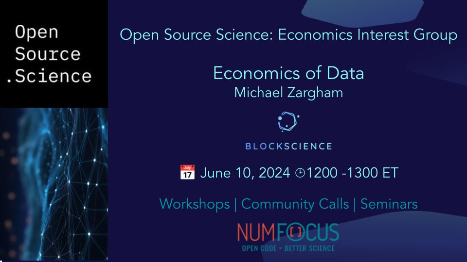 BlockScience (@block_science) on Twitter photo Open Source Science Initiative <a href="/TheOSSci/">The Open Source Science Initiative</a>
Economics Interest Group
Monday 10 June @1200ET
Let's examine how open source & open data practices can enhance the field of economics & drive economic impact.
Workshops | Seminars | Community Calls
Join Us! bit.ly/3w6dOlK Open Source Science Initiative <a href="/TheOSSci/">The Open Source Science Initiative</a>
Economics Interest Group
Monday 10 June @1200ET
Let's examine how open source & open data practices can enhance the field of economics & drive economic impact.
Workshops | Seminars | Community Calls
Join Us! bit.ly/3w6dOlK