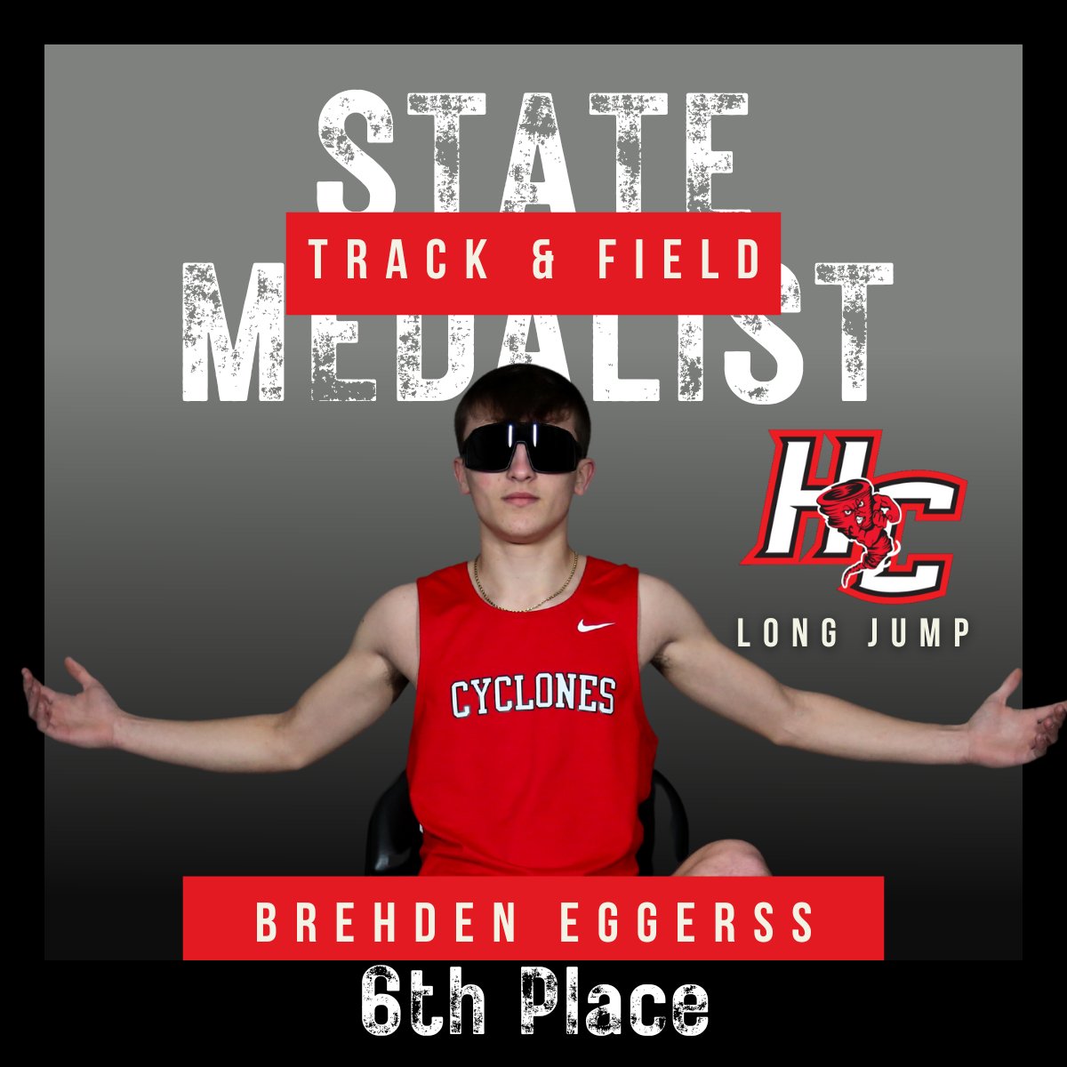HCSDActivities's tweet photo. State Track Results:
4x100 🥇State Champs🥇 The 4x100 set the Meet Record &amp; recorded the 5th fastest all-time time (41.60) 
Francis, Sorfonden, Eggerss, Sears 

100 &amp; 200- Cade Sears - 3rd 
LJ- Brehden Eggerss - 6th 
10th overall as a team (out of 64) 

Great Season, Cyclones! 🌪️ https://t.co/0CUFbLNv6o