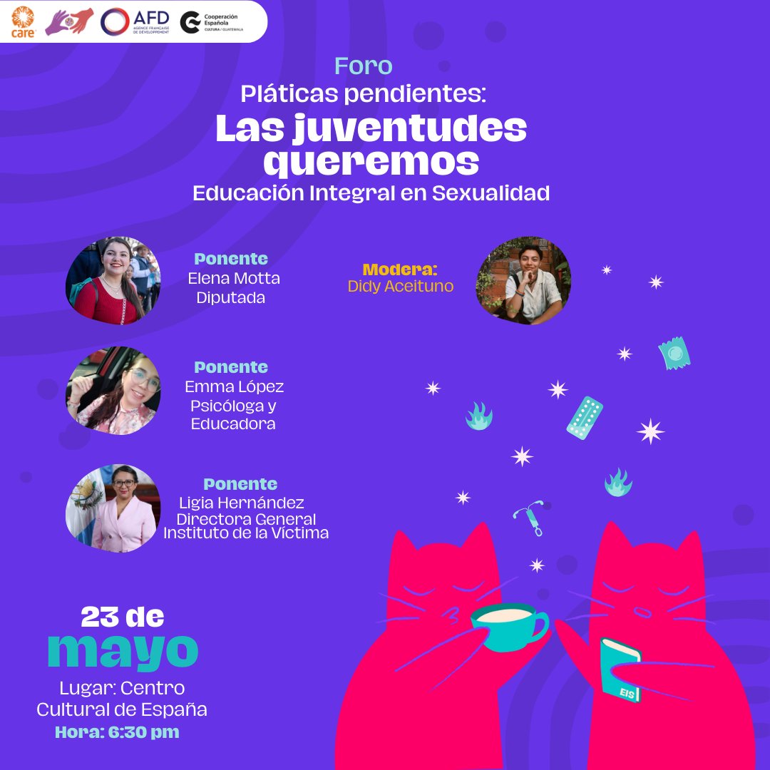 Incidejoven's tweet photo. ¡Nos encontramos esta semana para poner sobre la mesa las #PláticasPendientes que tenemos en materia de Educación Integral en Sexualidad! 🗣️✨

����CCE, zona 1
🕣 6:30 p.m.
📆 23 de mayo

✊🏾💕 ¡Las juventudes queremos Educación Integral en Sexualidad! https://t.co/fxqrO13yZM