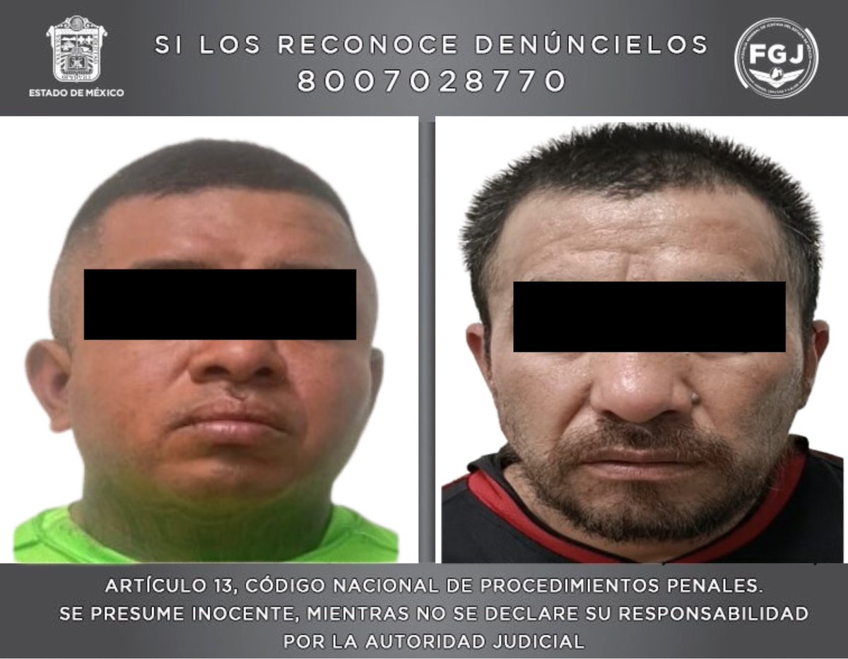 #Detenidos. Derivado de una acción conjunta, agentes de #FiscalíaEdoméx, así como elementos de @SSPCMexico, a través de #CONAHO, y @SS_Edomex, detuvieron a dos presuntos integrantes de una célula delictiva con orígenes en el estado de Jalisco, al parecer relacionados con la
