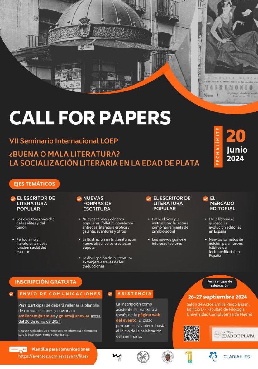 CFP <a href="/loepUCM/">LOEP-UCM</a> <a href="/InstCervantes/">Instituto Cervantes</a> <a href="/literlandweb1/">literland</a> <a href="/LiteraturaUNAM/">Literatura y Fomento a la Lectura UNAM</a> <a href="/HistoriasLitera/">Historias de la Literatura</a> <a href="/ateneodemadrid/">Ateneo de Madrid</a> <a href="/BNE_biblioteca/">Biblioteca Nacional de España</a> <a href="/A_Literatura/">ActualidadLiteratura</a> <a href="/A_Literatura/">ActualidadLiteratura</a> <a href="/culturacomplu/">Cultura Complutense</a>