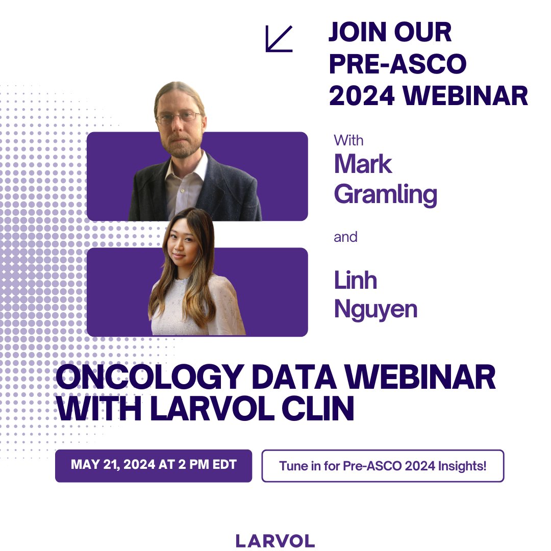 As we are close to @ASCO 2024, don't miss this opportunity to prepare yourself for ASCO 2024. Tune in to the LARVOL ONCOLOGY DATA WEBINAR for an engaging session.

Add to your calendar now! lnkd.in/gKsibQCQ

#ASCO24 #LARVOL #LARVOLCLIN #Oncology #OncologyResearch