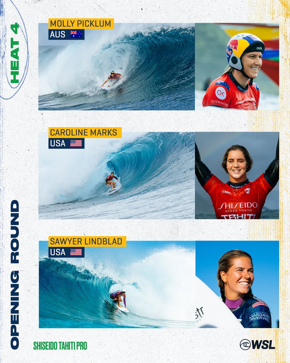 👀 #BettylouSakaraJohnson & #SawyerLindblad debut at Teahupo'o 👀👀 @Caroline_Marks3 defending champ, as the singular past Tahiti Event Winner 👀👀👀 @rissmoore10 returns as an Event Wildcard In less than 48 hours, @SHISEIDO_USA #TahitiPro will test all to their limit.