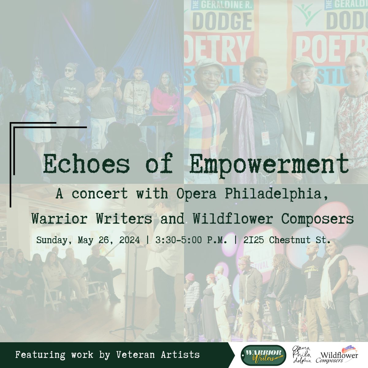 Warrior Writers (@warriorwriters) on Twitter photo YOU'RE INVITED! Join us on Sunday, May 26 for Echoes of Empowerment, a unique concert presented in collaboration with <a href="/OperaPhila/">Opera Philadelphia</a>, Warrior Writers and Wildflower Composers! warriorwriters.networkforgood.com/events/71469-e… YOU'RE INVITED! Join us on Sunday, May 26 for Echoes of Empowerment, a unique concert presented in collaboration with <a href="/OperaPhila/">Opera Philadelphia</a>, Warrior Writers and Wildflower Composers! warriorwriters.networkforgood.com/events/71469-e…
