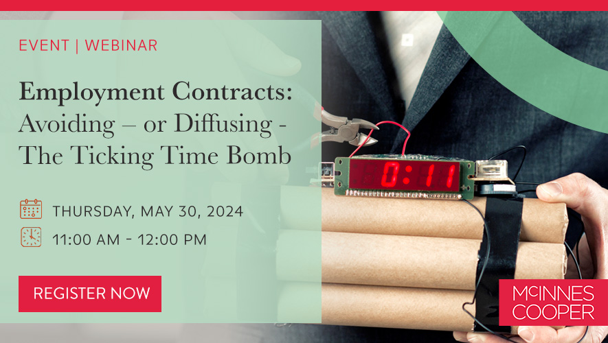 Ready to revamp your employment contracts? On May 30, dive into our virtual roundtable with McInnes Cooper Labour & Employment lawyers, where you can learn about enforcing termination clauses and fixed-term contracts. Secure your spot: bit.ly/3ysK9nw #EmploymentLaw