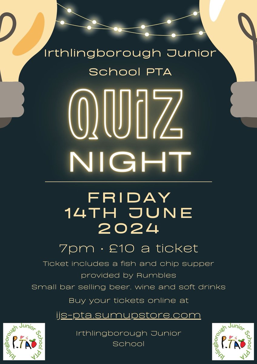 Join us for our Quiz Night! Tickets £10 each including a fish and chip supper provided by Rumbles Fish and Chip Shop Irthlingborough.