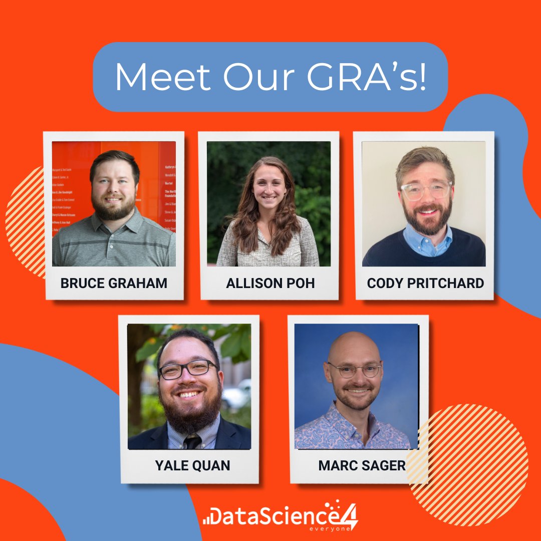 We're SO excited to welcome our new Graduate Research Assistants to the DS4E team this summer! 🌟 They'll be using their expertise to help us achieve our mission to bring #datascience to all K-12 students. Check out their research interests here: datascience4everyone.org/our-team