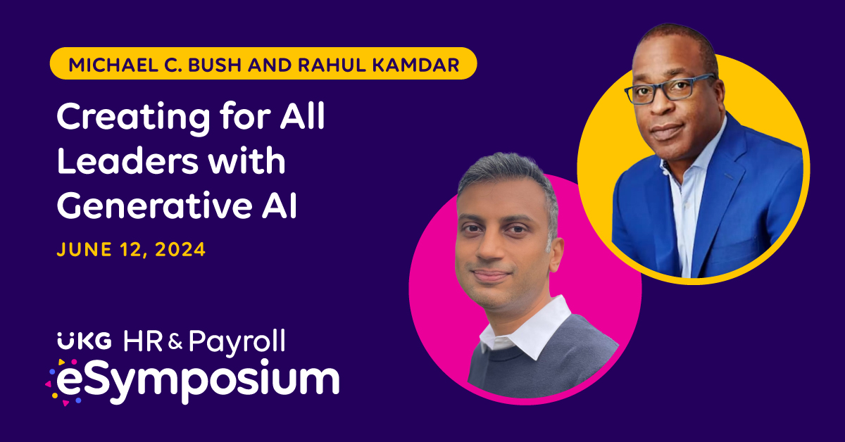 Generative AI is providing fascinating opportunities for every area of work, and leadership is no exception. Learn more from Great Place to Work® experts at the UKG HR & Payroll eSymposium, on June 12: ukg.inc/4d0Hd1a. #WeAreUKG #UKGeSymposium #AIInHR #GPTW