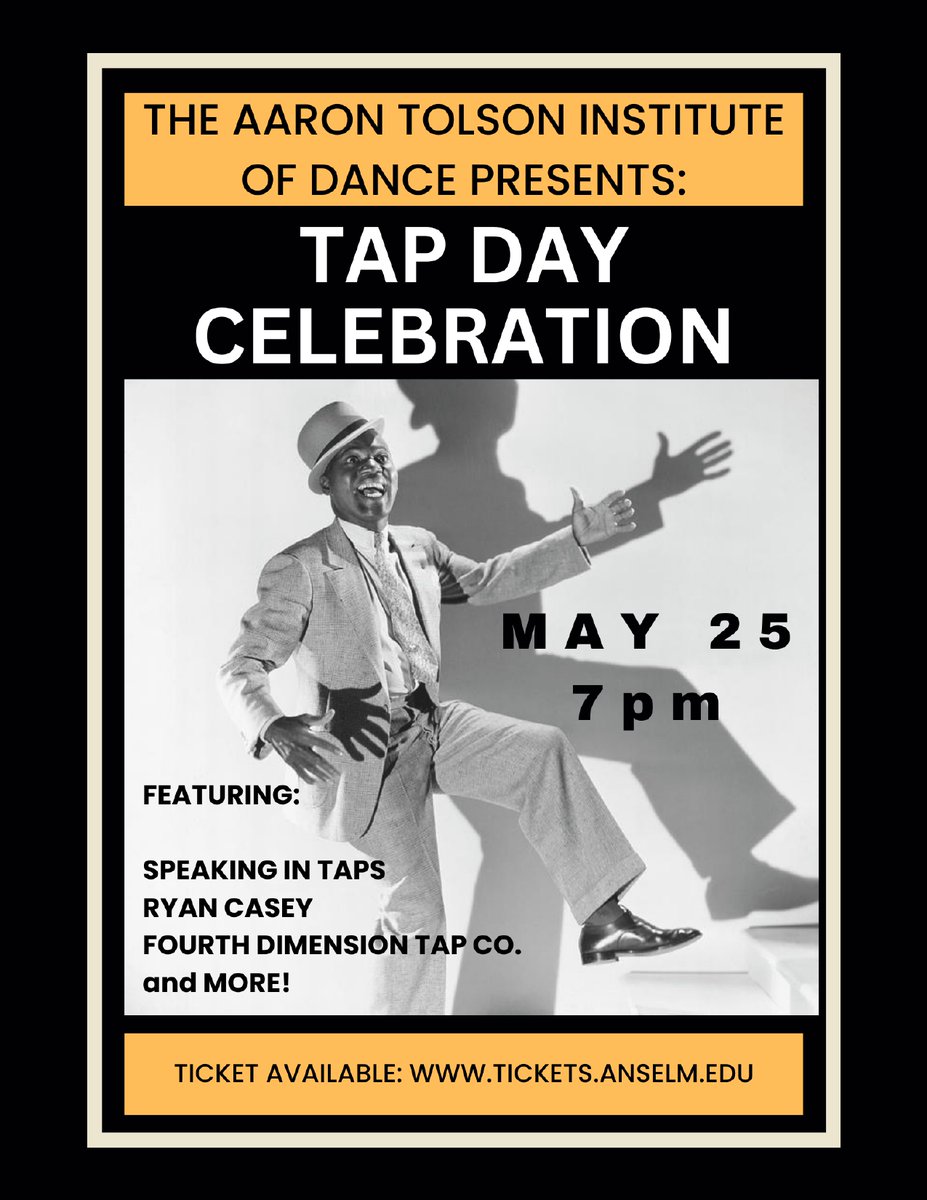 ryancaseydance's tweet photo. Celebrating National Tap Dance Day this year by tap dancing, of course! See you next weekend at @SaintAnselm for a great show. 🕺 https://t.co/T91wydvcRc