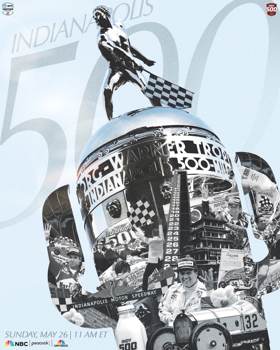 NTT INDYCAR SERIES (@indycar) on Twitter photo Legendary. Iconic. The 108th Running.
📺: #Indy500 - Sunday at 11 AM ET on NBC and Peacock Legendary. Iconic. The 108th Running.
📺: #Indy500 - Sunday at 11 AM ET on NBC and Peacock