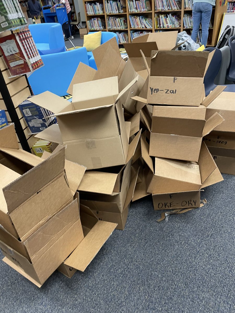 How long does it take 15 fabulous <a href="/SanAngeloISD/">San Angelo ISD</a> librarians to unbox, shelve and place 8000 books in perfect order?  1 day!!  We have the BEST team!  Now to pack another school to move!