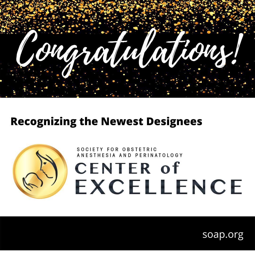 Congratulations to the new and renewed Centers of Excellence Designees. Learn more about Centers of Excellence and the designees: buff.ly/3NfNCb2 #SOAP #OBAnes
