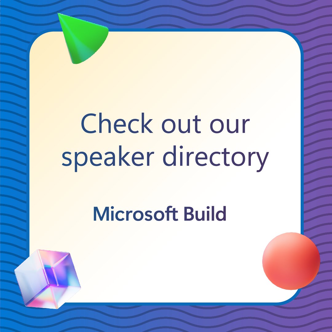 Curious about Microsoft Build speakers? Find @scottgu, @amandaksilver, @markrussinovich, and more in our speaker directory. msft.it/6019YZa1D #MSBuild