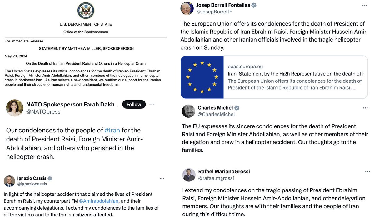 The condolences messages from EU & US officials on the death of the Butcher of Tehran signal a green light to the regime for further suppression of Iranians. These shameful messages align with the appeasement policy of EU & US, and will be remembered in history. #NotInMyName