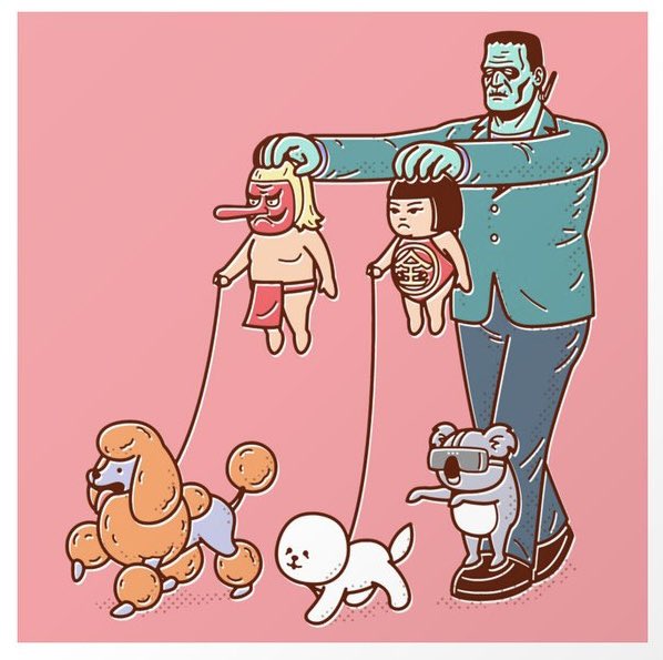 Next-level dog walking! #Weird #dogwalking #illustration by @okimi. Seen here bit.ly/dogskoala #society6