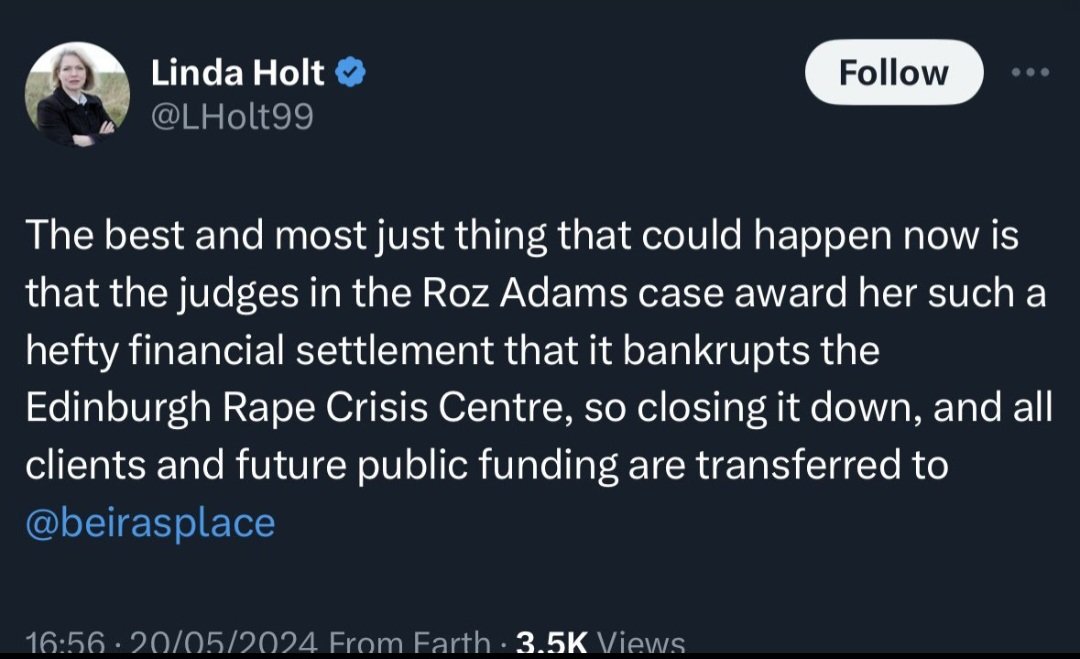 Rowling set up a service in Scotland for women who want rape counselling in a 100% cis woman environment, but that's not enough for the TERFs. They want the more inclusive service shut down. They are calling for a rape crisis centre to be shut down. Feminism, eh?