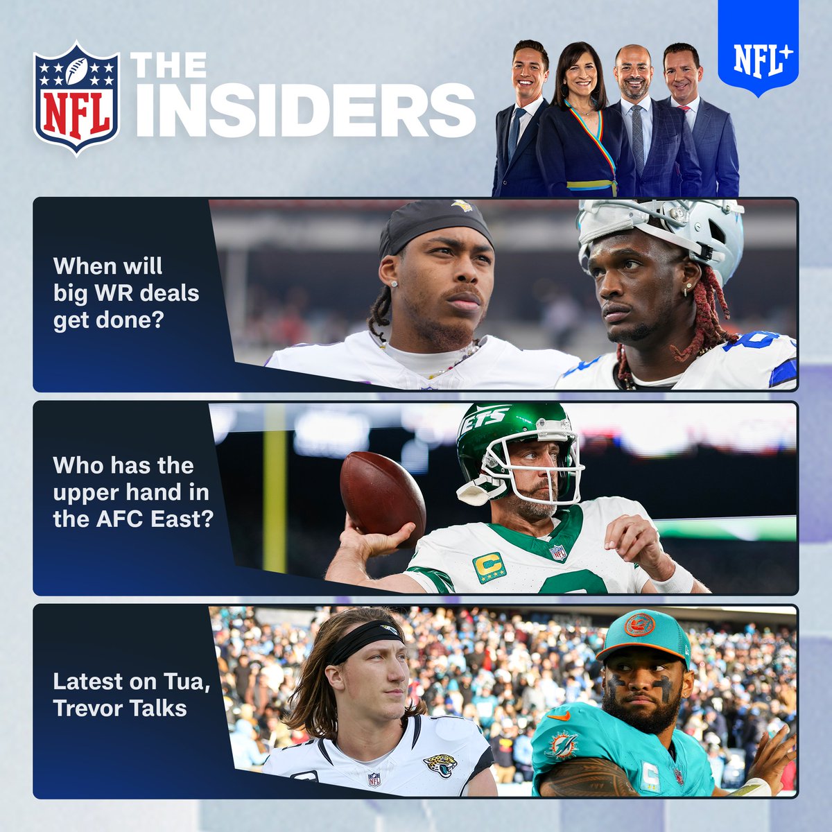 Your home for all things football. 🏈 You won’t want to miss today’s episode of The Insiders at 7pm ET on NFL Network. 🚨 @TomPelissero | @judybattista | @MikeGarafolo | @RapSheet