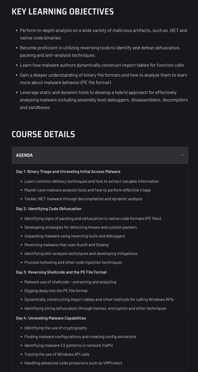 🔥 Looking for a reason to attend #hacker #summer camp in #Vegas? I'm offering a 4 day hands-on training to learn how to reverse #Windows #malware! 😈 ringzer0.training/doubledown24-a… 👆 Full course details and agenda