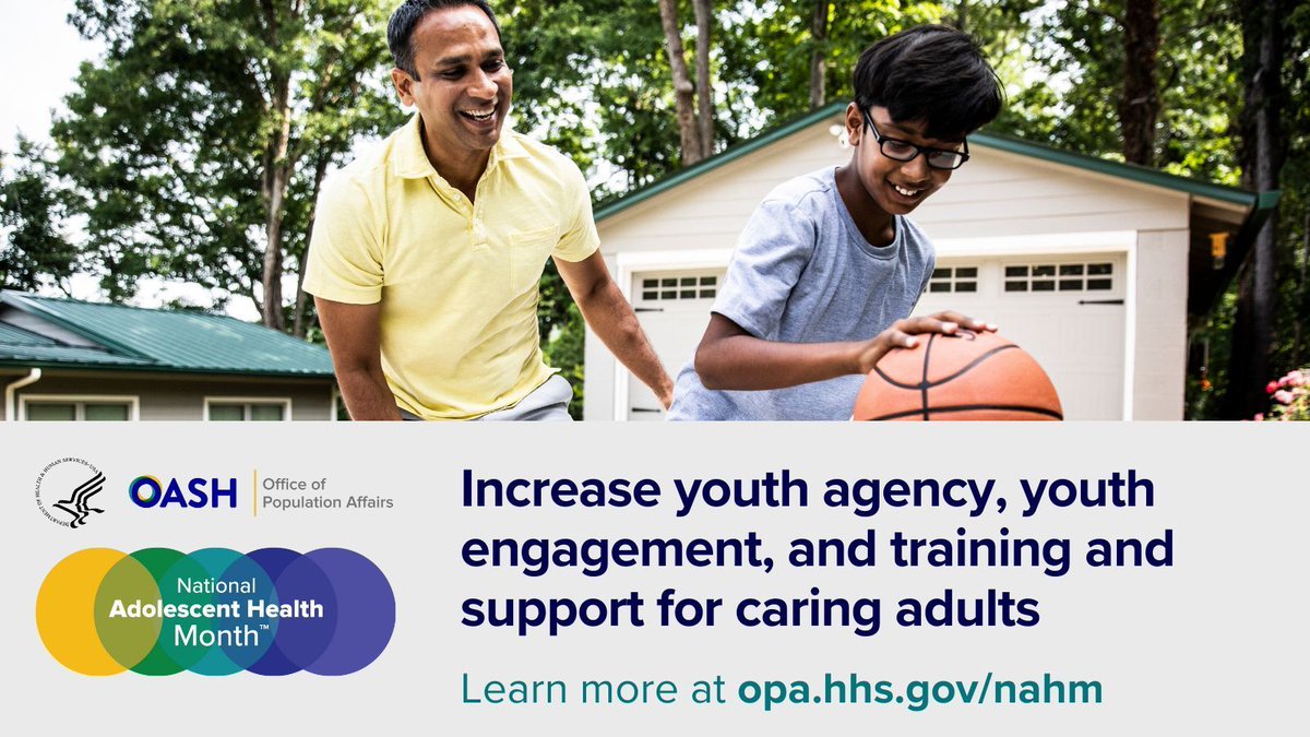 Calling all adults who care for or work with adolescents! This week of #NationalAdolescentHealthMonth focuses on increasing youth agency and engagement and supporting the caring adults in their lives. @HHSPopAffairs #HealthyYouthNAHM bit.ly/3waAEsk
