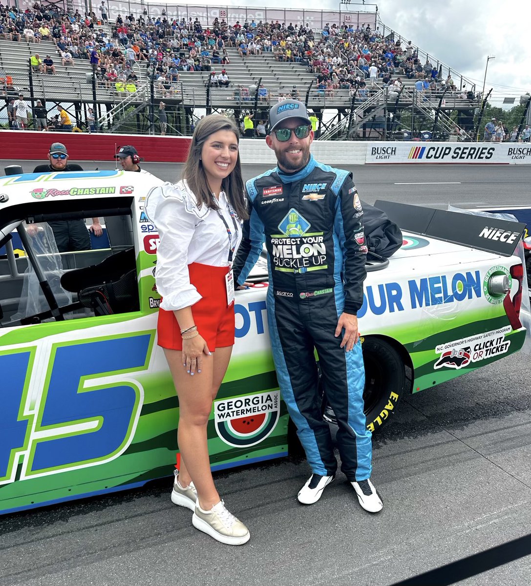 It was great to have @ga_watermelon with us at the track this weekend. We had the GWA Brand Ambassador with us to discuss all the important topics. Like, what’s better seeded or seedless 🍉? What do yall think? #MelonPartner #WatermelonEveryday